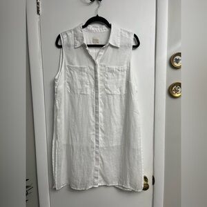 Chico's Sleeveless Button Down Dress White Linen Blouse Size 1